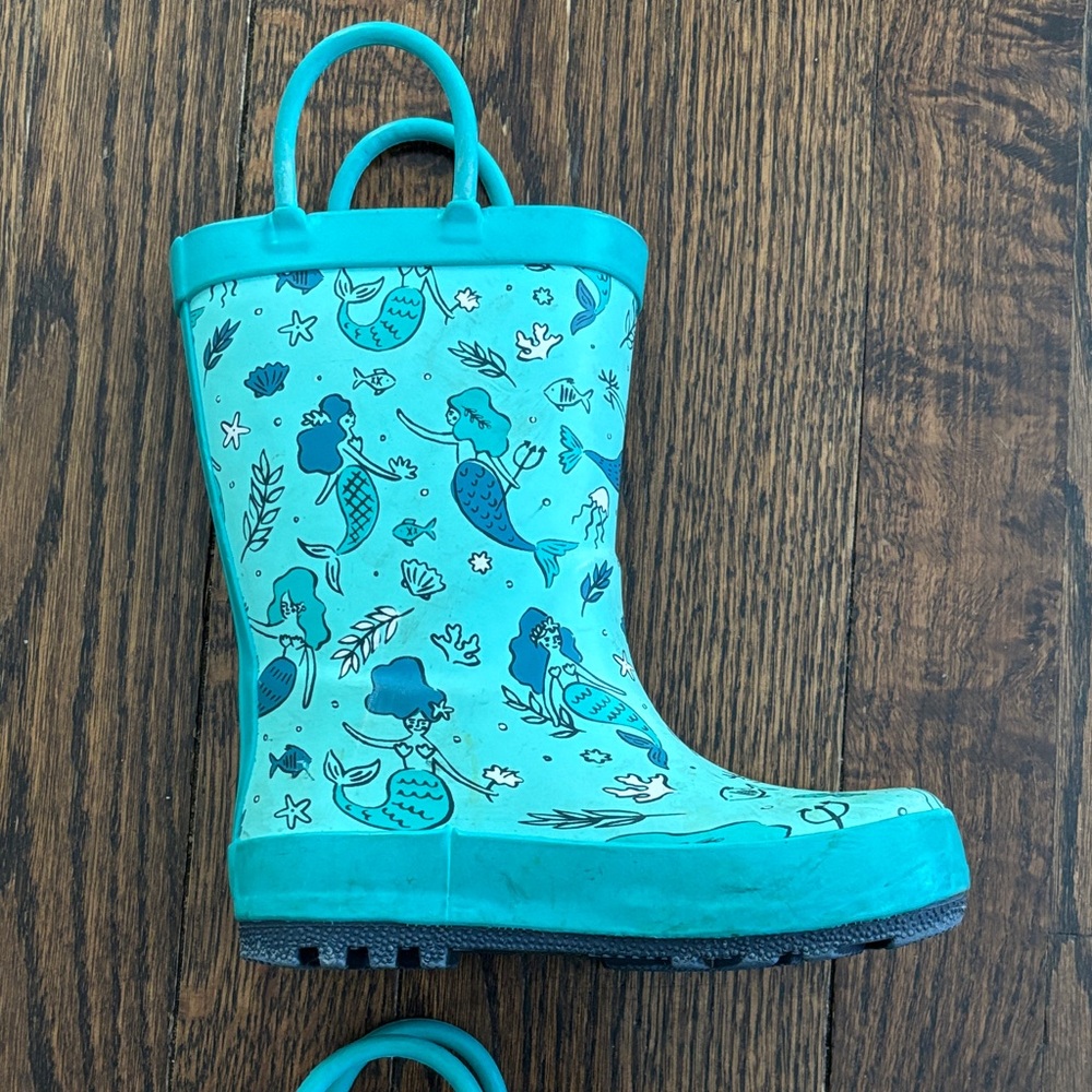 Cat & Jack toddler Aqua mermaid Rain Boots size 8 - Picture 3 of 8